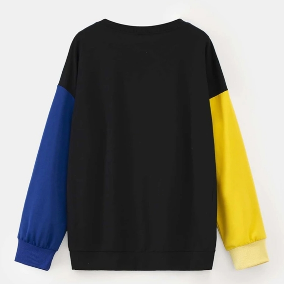 ROMWE X Stevenrhodes Colorblock Figure Letter Graphic Sweatshirt - Picture 2 of 5